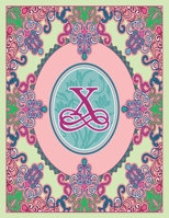 Journal Notebook Initial Letter "X" Monogram: Fun, Decorative Wide-Ruled Diary. Featuring a Unique Pink and Teal Design with Pistachio Green ... Frame Wildflowers Initial Letter Monogram) 1696982715 Book Cover