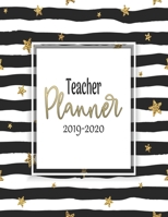 Teacher Planner: Vertical Academic Year Lesson Plan Calendar 8 Period Full Year Black & Gold Stars 1077986718 Book Cover