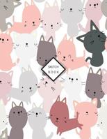 Sketchbook: Cute cats on white cover (8.5 x 11) inches 110 pages, Blank Unlined Paper for Sketching, Drawing , Whiting , Journaling & Doodling (Cute cats on white sketchbook) (Volume 4) 1719248834 Book Cover