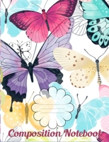 Composition Notebook: Pastel butterflies and stripes 1087290856 Book Cover