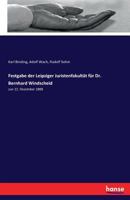 Festgabe Der Leipziger Juristenfakultat Fur Dr. Bernhard Windscheid 3741129143 Book Cover