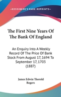 The First Nine Years of the Bank of England 1016928815 Book Cover