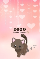 2020 Weekly Planner: Cat Hearts Pink Cover Agenda with 12 Months Calendar 1704118409 Book Cover
