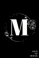 Simple Black Initial Letter M Notebook with Rose Floral Journal for Women, Girls Birthday Gift and School: Lined Notebook / Journal Gift, 120 Pages, 6x9, Soft Cover, Matte Finish 1677325070 Book Cover