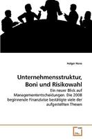 Unternehmensstruktur, Boni und Risikowahl 3639249267 Book Cover