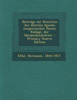 Beitrage Zur Kenntnis Der Altesten Epoche Neupersischer Poesie 1017813264 Book Cover