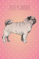 Pug Planner: 2020 diary: Increase productivity, improve time management, reach your goals: Pink polka dot pug illustration trendy cover 1691653004 Book Cover