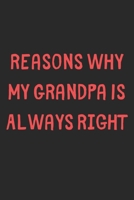 Reasons Why My Grandpa Is Always Right: Lined Journal, 120 Pages, 6 x 9, Funny Grandpa Gift Idea, Black Matte Finish (Reasons Why My Grandpa Is Always Right Journal) 1706663692 Book Cover