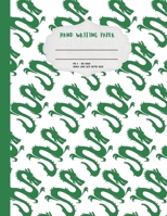 Handwriting Paper: Cute dragon dinosaur winter themed practice hand writing paper. Pre K 3rd grade. Double lined dotted guide. Large format 8.5x11 1709993731 Book Cover