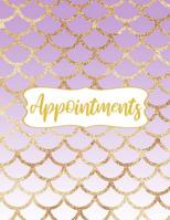 Appointments: Purple and Gold Glitter Mermaid Scales Appointment Notebook Planner with 15 Minute Increments Daily and Hourly - 7 Days Per Week - 52 Weeks - Undated Appointment Organizer Log Book (8.5x 1092669361 Book Cover