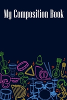 My Composition Book: DIN-A5 sheet music book with 100 pages of empty staves for music students and composers to note melodies and music 1694003892 Book Cover