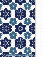 Japanese Writing Practice Book: Japanese Blue Flower Patterned  Genkouyoushi Paper Notebook to Practise Writing Japanese Kanji Characters and Kana ... Cornell Notes (Japanese Writing Notebooks) 1670800644 Book Cover