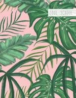 Cool School: Large College Ruled Notebook for Homework School or Work Green Palms on Pink 1099639425 Book Cover