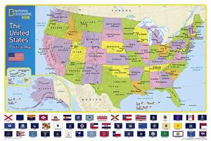 National Geographic: The United States for Kids in gift box Wall Map (24 x 36 inches) (National Geographic Reference Map) 159775630X Book Cover