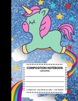 Composition Notebook Unicorn: Snowy Blue Color Cover 7.44x9.69 110 Pages Extra Wide Ruled Paper, Elementary School Supplies Student & Teacher 108861163X Book Cover