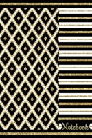Notebook: Elegant Design Journal Black Gold White Pattern (6 x 9 144 lined pages) 1671136160 Book Cover