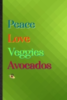 Peace Love Veggies Avocados: Practical Blank Lined Nutritious Fruit Notebook/ Journal, Appreciation Gratitude Thank You Graduation Souvenir Gag Gift, Superb Sayings Graphic 1651777330 Book Cover