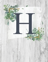 H: Monogram Initial Notebook Letter H | 8.5" x 11" - 100 pages, College Ruled| Rustic, Farmouse, Woodgrain, Floral 1687276986 Book Cover
