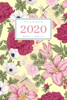 Planner 2020 Weekly Monthly: 6x9 Full Year Notebook Organizer Small 12 Months - Jan to Dec 2020 Vintage Flower Dragonfly Design Yellow 1698971559 Book Cover