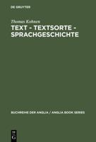 Text - Textsorte - Sprachgeschichte 3484421371 Book Cover
