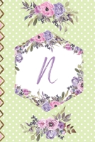 N: Lined Journal Monogram Letter N Purple and Pink Flowers Floral Interior B083XTGK9L Book Cover