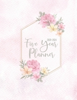 Five Year Planner 2020-2024: Floral Light Pink Cover Five Year Planner, Appointment Book Organizer, And 60 Months Calendar With Federal Holidays 1692730274 Book Cover