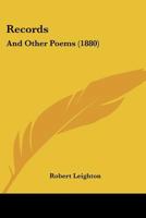 Records: And Other Poems 1164934805 Book Cover