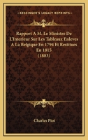 Rapport A M. Le Ministre De L'Interieur Sur Les Tableaux Enleves A La Belgique En 1794 Et Restitues En 1815 (1883) 1160237778 Book Cover