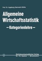 Allgemeine Wirtschaftsstatistik Kategorienlehre 3663003892 Book Cover