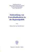Einbeziehung Von Umweltindikatoren in Die Regionalpolitik 3428069404 Book Cover