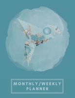 Monthly/Weekly Planner: Teal Blue Japanese Origami Bird Weekly Planner + Monthly Calendar Views 12 Month Agenda Planner Gift For Bird Lovers 1676072527 Book Cover