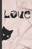 Cats Love: Cute Black Cat Peeping Lined Journal to Write in Rose Gold Geometric Marble Background Trendy Ruled Note Book/ Personal Diary 6 x 9 120 Pages Ideal Gift 1697496105 Book Cover