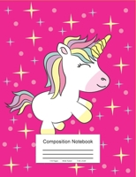 Composition Notebook: Cute Dancing Unicorn Pink Wide Ruled Primary Copy Book, SOFT Cover Girls Kids Elementary School Supplies Student Teacher Daily Creative Writing Journal, 110 Pages 1691088374 Book Cover