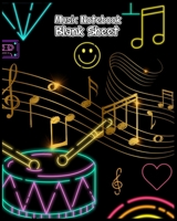 Music Notebook Blank Sheet: Black Cover, Music Manuscript Paper, Staff Paper, Musicians Notebook 8 x 10, 100 Pages 1708100059 Book Cover