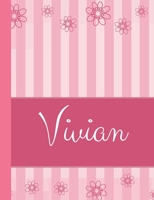 Vivian: Personalized Name College Ruled Notebook Pink Lines and Flowers 1089005431 Book Cover