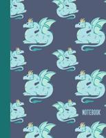 Notebook: Wide Ruled Primary Composition Book with Cute Dragon Pattern Cover Design in Blue 1073707253 Book Cover