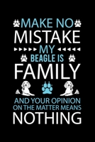 MAKE NO MISTAKE MY BEAGLE IS FAMILY AND YOUR OPINION ON THE MATTER MEANS NOTHING: Cute Beagle Defult Ruled Notebook, Great Accessories & Gift Idea for ... Ruled Notebook With An Inspirational Quote. 1696260140 Book Cover