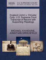 England (John) v. Chrysler Corp. U.S. Supreme Court Transcript of Record with Supporting Pleadings 1270609912 Book Cover