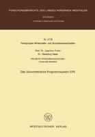 Das Okonometrische Programmsystem EPS 353103118X Book Cover