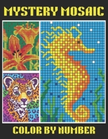 Mystery Mosaic Color By Number: 50 Page Easy Large Print Mystery Mosaic Coloring Book for Adults, Seniors and Beginners ( New Large Print Color by Number) B0CMPJQR3T Book Cover