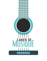 Cahier de Musique: 120 partitions vierges avec 12 portées | Format A4 | Guitare acoustique blanc et turquoise (French Edition) 1710819626 Book Cover