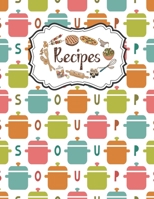 Recipes Notebook: Empty Recipe Books To Write In Perfect For Women Design With Flat Kitchen Seamless Pattern Soup Pan Simple Colorful Background 1676130403 Book Cover