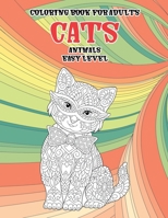 Coloring Book for Adults Easy Level - Animals - Cats B08R6MTJYY Book Cover