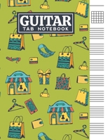 Guitar Tab Notebook: Blank 6 Strings Chord Diagrams & Tablature Music Sheets with Shopping Themed Cover Design B083XRY83V Book Cover