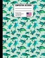 Composition Notebook 5x5 Graph Paper: Ocean Sea Turtles Back to School Composition Book for Teachers, Students, Kids and Teens 1075076250 Book Cover