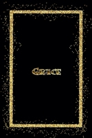 Grace: Name Grace Monogram Notebook - 120 Pages - Size 6x9, Soft Cover, Matte Finish- Gold Confetti Glitter Monogram Blank Lined Note Book, Writing Pad, Journal or Diary Kids, Girls Men & Women 1660304059 Book Cover