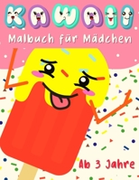 Kawaii Malbuch für Mädchen Ab 3 Jahre: 40 Niedliche Kawaii-Eiscreme-Zeichnungen Zum Ausmalen - Malbuch für Mädchen ab 3 Jahre B09TDW82C9 Book Cover