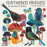 Feathered Friends 2023 Wall Calendar: Watercolor Bird Illustrations by Geninne Zlatkis | 12" x 24" Open | Amber Lotus Publishing 1631368699 Book Cover