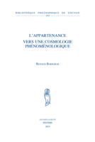 L'Appartenance. Vers Une Cosmologie Phenomenologique 904294059X Book Cover