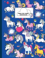 Primary Story Journal Composition Book: Cute Unicorn Notebook for handwriting practice with unique images on each page- Dotted Midline and Picture Space-126 pages for writing and drawing - Grade Level 1716299411 Book Cover